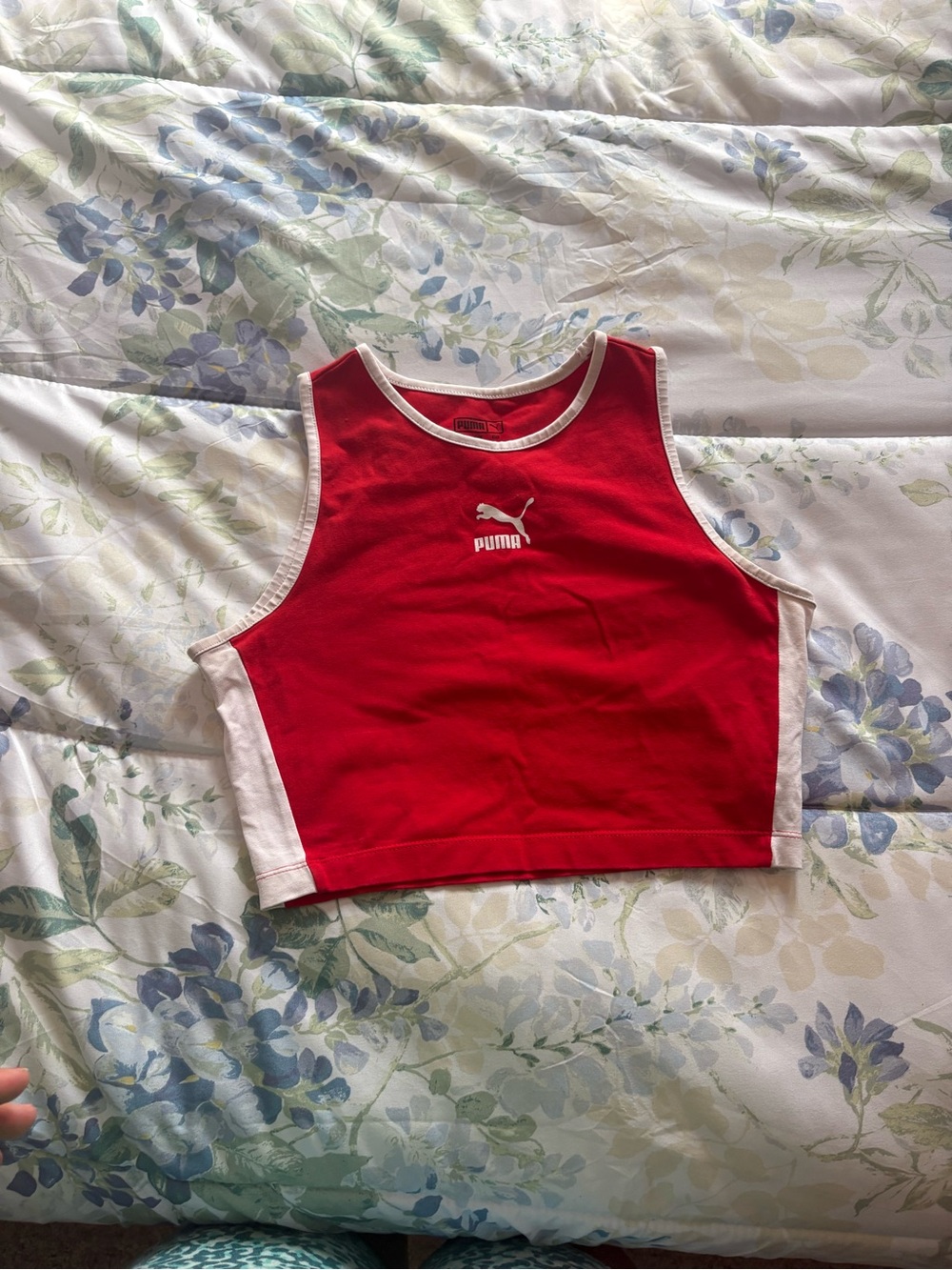Puma Red and White Sleeveless Crop Top